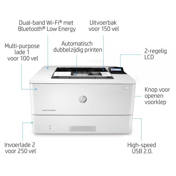 HP LaserJet Pro M404dw, Print, Draadloos