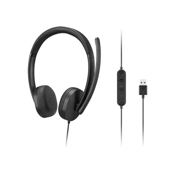 Lenovo 4XD1P83425 hoofdtelefoon/headset Bedraad Hoofdband Oproepen/muziek USB Type-A Zwart