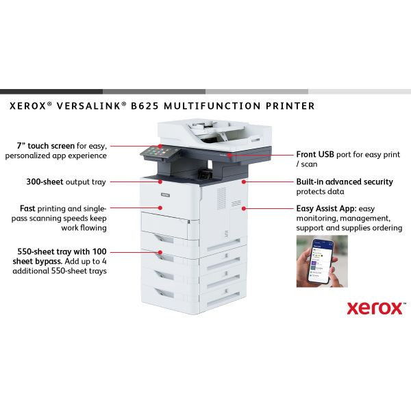 Xerox VersaLink B625V_DN multifunctionele printer Laser A4 1200 x 1200 DPI 65 ppm (B625V_DN)