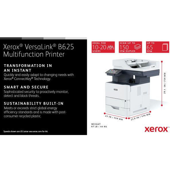 Xerox VersaLink B625V_DN multifunctionele printer Laser A4 1200 x 1200 DPI 65 ppm (B625V_DN)