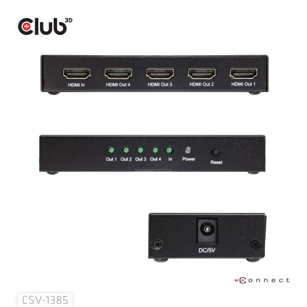 CLUB3D 1 to 4 HDMI™ Splitter 4K120Hz