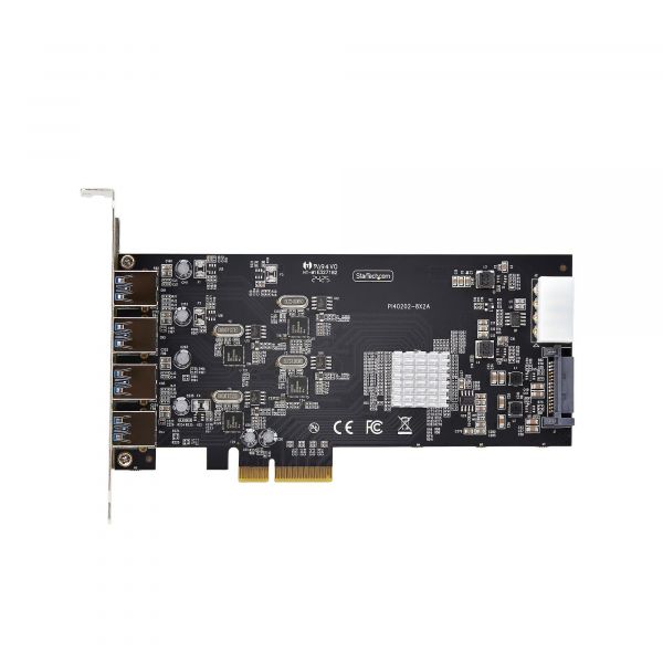 StarTech.com 4-Port USB PCIe Kaart, USB 3.2 5Gbps, PCI Express Uitbreidingskaart met 4x Onafhankelijke USB Controllers, 4x USB-A Poorten, Windows/macOS/Linux