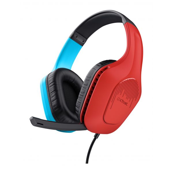 Trust GXT 416S Zirox Headset Bedraad Hoofdband Gamen Zwart, Cyaan, Rood (25423)