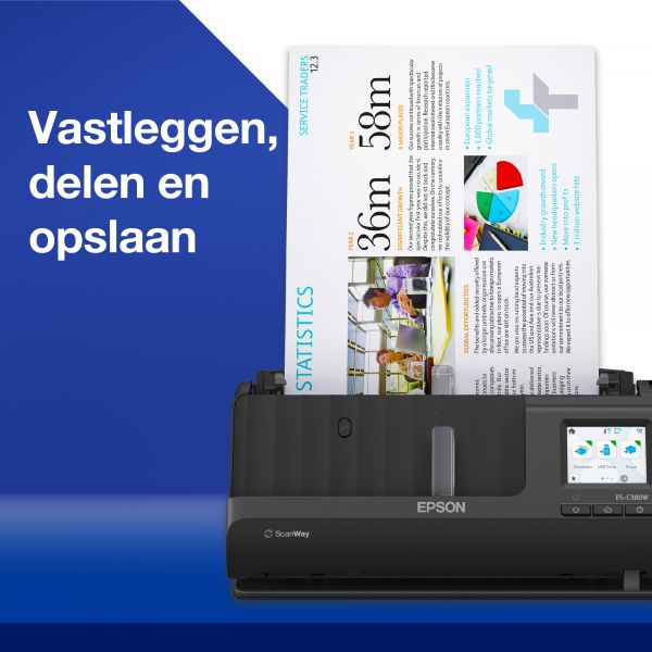 Epson ES-C320W compacte A4-documentscanner met Wi-Fi-connectiviteit en U-traject