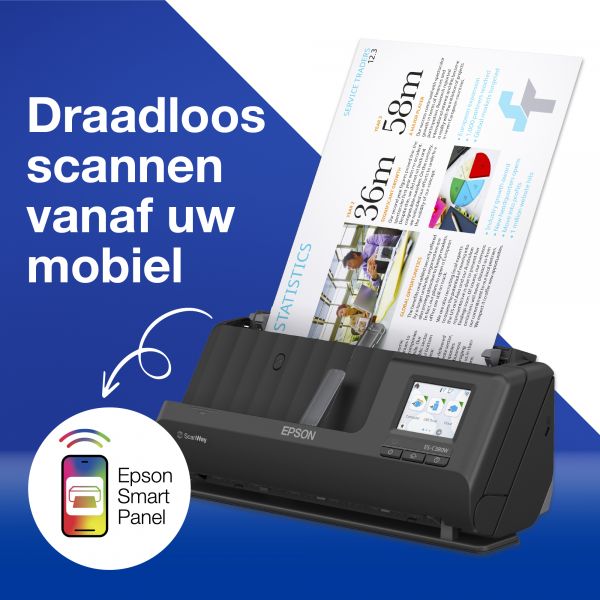 Epson ES-C320W compacte A4-documentscanner met Wi-Fi-connectiviteit en U-traject