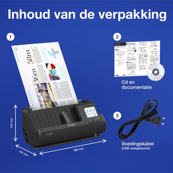 Epson ES-C320W compacte A4-documentscanner met Wi-Fi-connectiviteit en U-traject