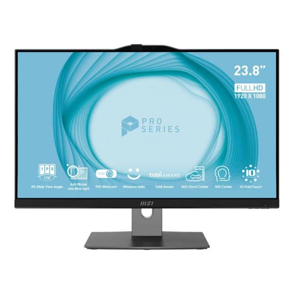 MSI Pro AP243TP 12M-015DE Intel® Core™ i5 i5-12400 60,5 cm (23.8") 1920 x 1080 Pixels Touchscreen Alles-in-één-pc 8 GB DDR4-SDRAM 512 GB SSD Windows 11 Home Wi-Fi 6E (802.11ax) Zwart