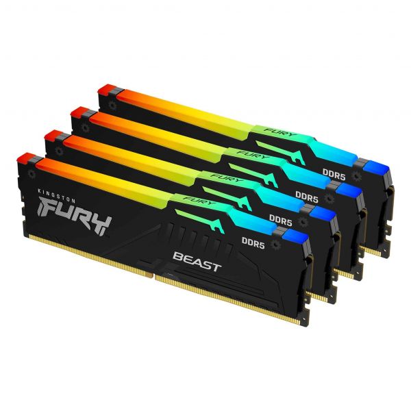 Kingston Technology FURY Beast RGB geheugenmodule 128 GB 4 x 32 GB DDR5 5600 MHz (KF556C40BBAK4-128)