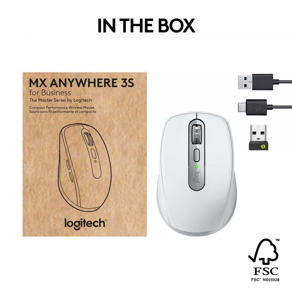 Logitech MX Anywhere 3S for Business muis Rechtshandig RF-draadloos + Bluetooth Laser 8000 DPI