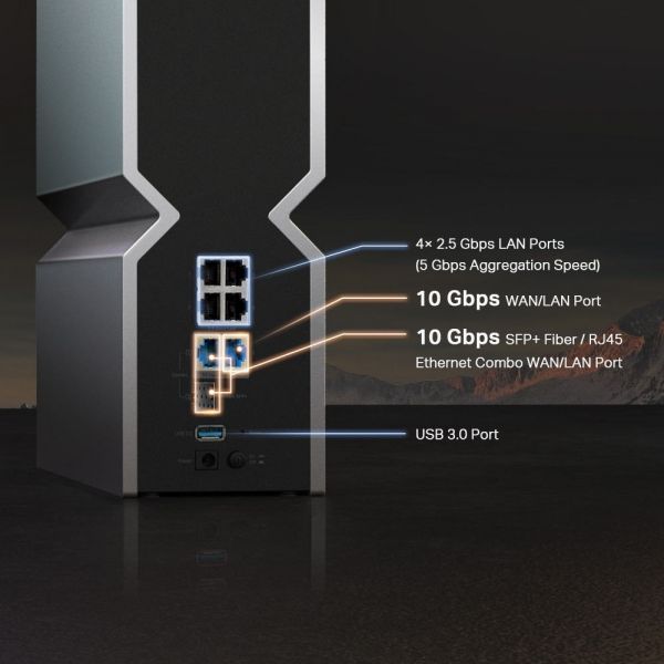 TP-Link Archer BE800 draadloze router Multi-Gigabit Ethernet Tri-band (2,4 GHz / 5 GHz / 6 GHz) Zwart, Roestvrijstaal (ARCHER BE800)