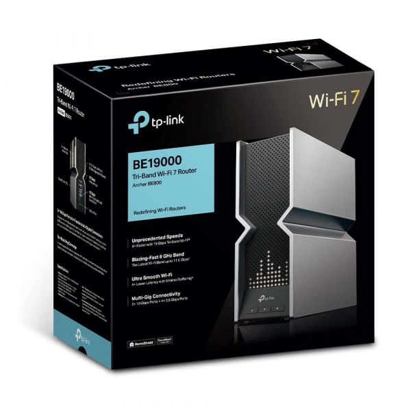 TP-Link Archer BE800 draadloze router Multi-Gigabit Ethernet Tri-band (2,4 GHz / 5 GHz / 6 GHz) Zwart, Roestvrijstaal (ARCHER BE800)