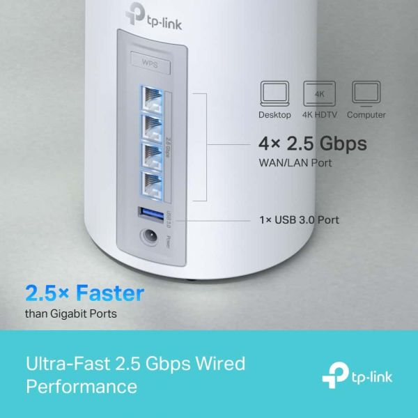 TP-Link Deco BE65 Tri-band (2,4 GHz / 5 GHz / 6 GHz) Wi-Fi 7 (802.11be) Wit 4 Intern (DECO BE65(1-PACK))