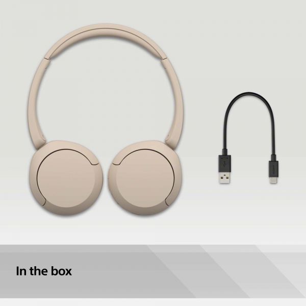 Sony WH-CH520 Headset Draadloos Hoofdband Oproepen/muziek USB Type-C Bluetooth Oplaadhouder Crème