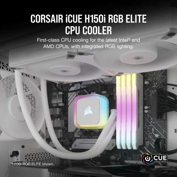 Corsair H150I ELITE Processor Alles-in-één vloeistofkoeler 12 cm Wit 1 stuk(s)