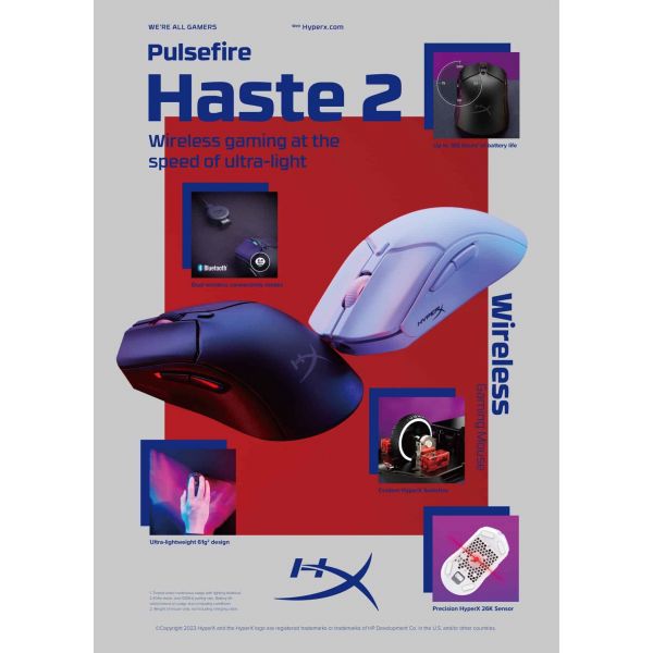 HyperX Pulsefire Haste 2 - draadloze gamingmuis (wit)