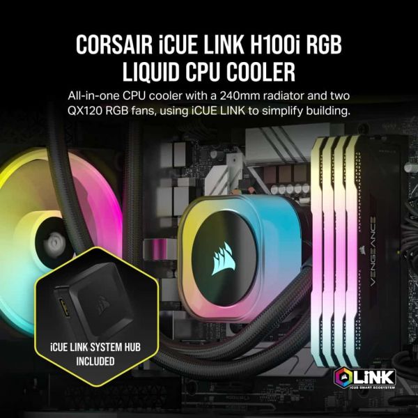 Corsair H100I Processor Kit voor vloeistofkoeling 12 cm Zwart (CW-9061001-WW)