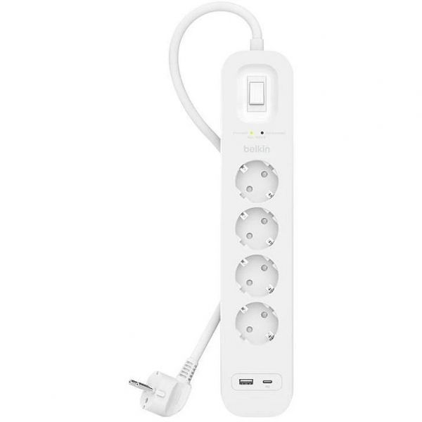 Belkin SRB001VF2M Overspanningsbeveiliging Wit 4 AC-uitgang(en) 2 m