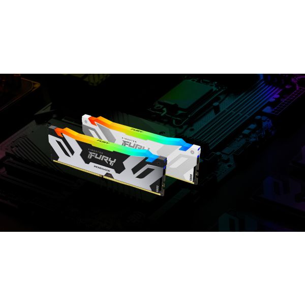 Kingston Technology FURY 64GB 6400MT/s DDR5 CL32 DIMM (set van 2) Renegade RGB White XMP (KF564C32RWAK2-64)