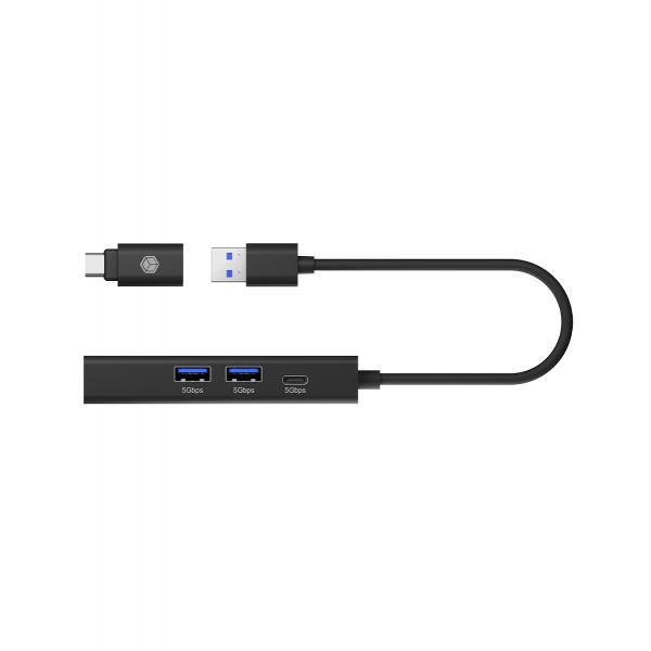 ICY BOX IB-HUB1439-LAN Bedraad USB 3.2 Gen 1 (3.1 Gen 1) Type-A Zwart