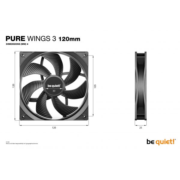 be quiet! Pure Wings 3 120mm Computer behuizing Ventilator 12 cm Zwart 1 stuk(s)