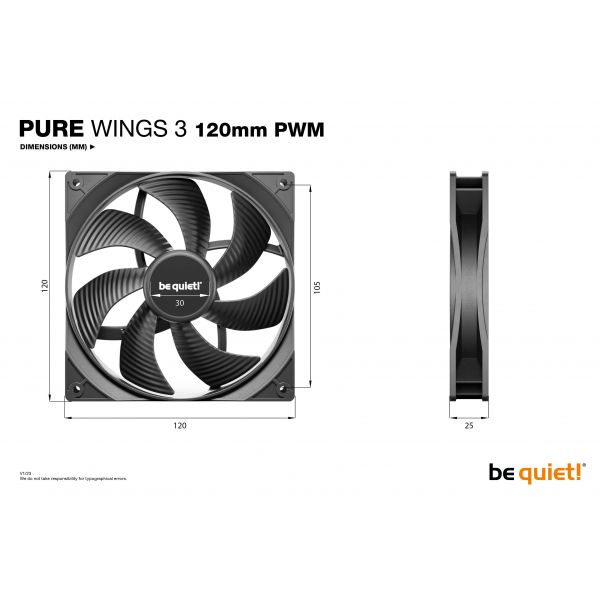 be quiet! Pure Wings 3 120mm PWM Computer behuizing Ventilator 12 cm Zwart 1 stuk(s)