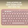 Logitech Pebble Keys 2 K380s toetsenbord RF-draadloos + Bluetooth QWERTY US International Roze thumbnail