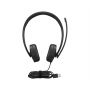 Lenovo 4XD1P83425 hoofdtelefoon/headset Bedraad Hoofdband Oproepen/muziek USB Type-A Zwart thumbnail