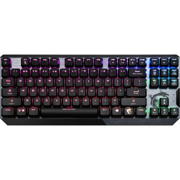 MSI VIGOR GK50 LOW PROFILE TKL US toetsenbord Gamen USB QWERTY Amerikaans Engels Zwart