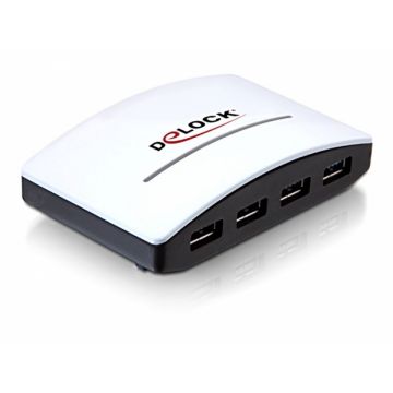 DeLOCK USB 3.0 External HUB 4 Port 5000 Mbit/s Zwart, Wit